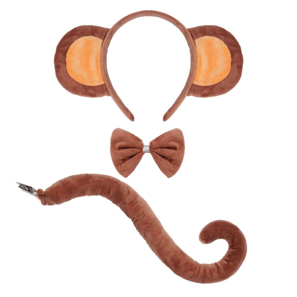 9618 Monkey Ears Headband And Tail Set For Monkey Costume